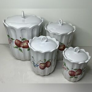 Vintage Jay Import 4 Canister’s Coordinates Ceramic Fruits Preloved